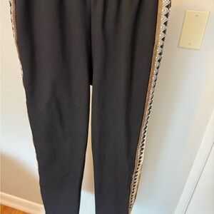 Black track pant with sequin stripe detail size XS